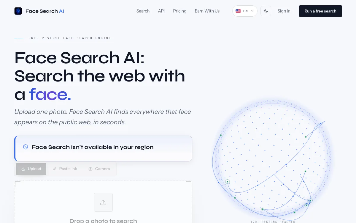 FacesearchAI homepage screenshot