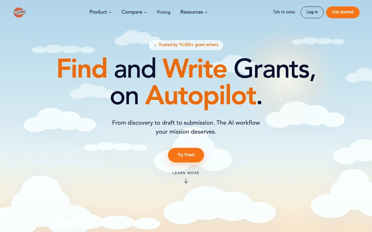 Grantboost homepage screenshot