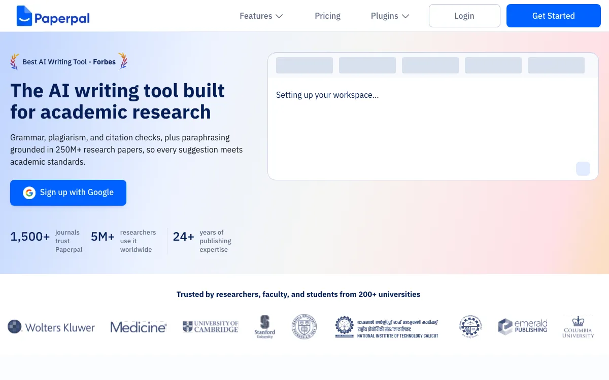 Paperpal homepage screenshot