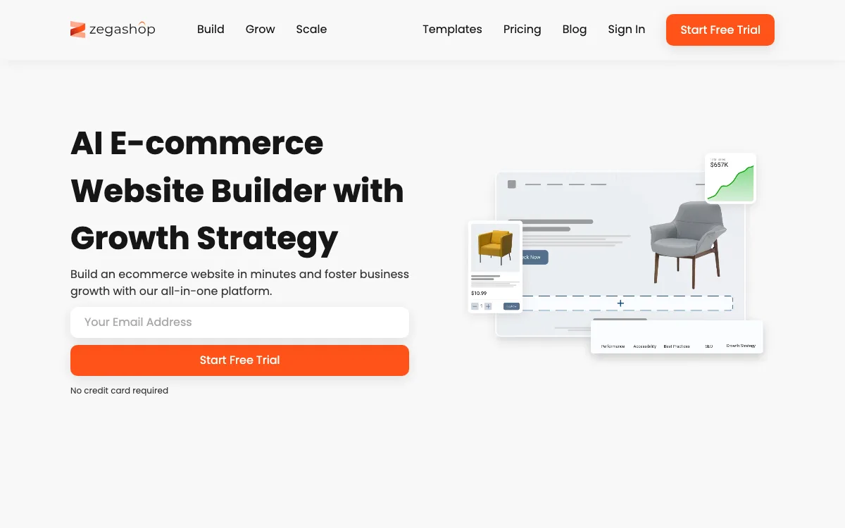 Zegashop homepage screenshot