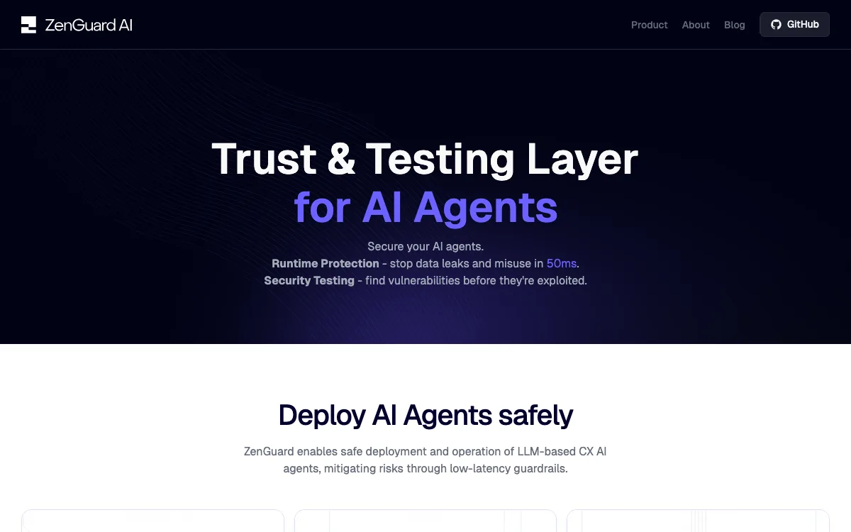 ZenGuard homepage screenshot