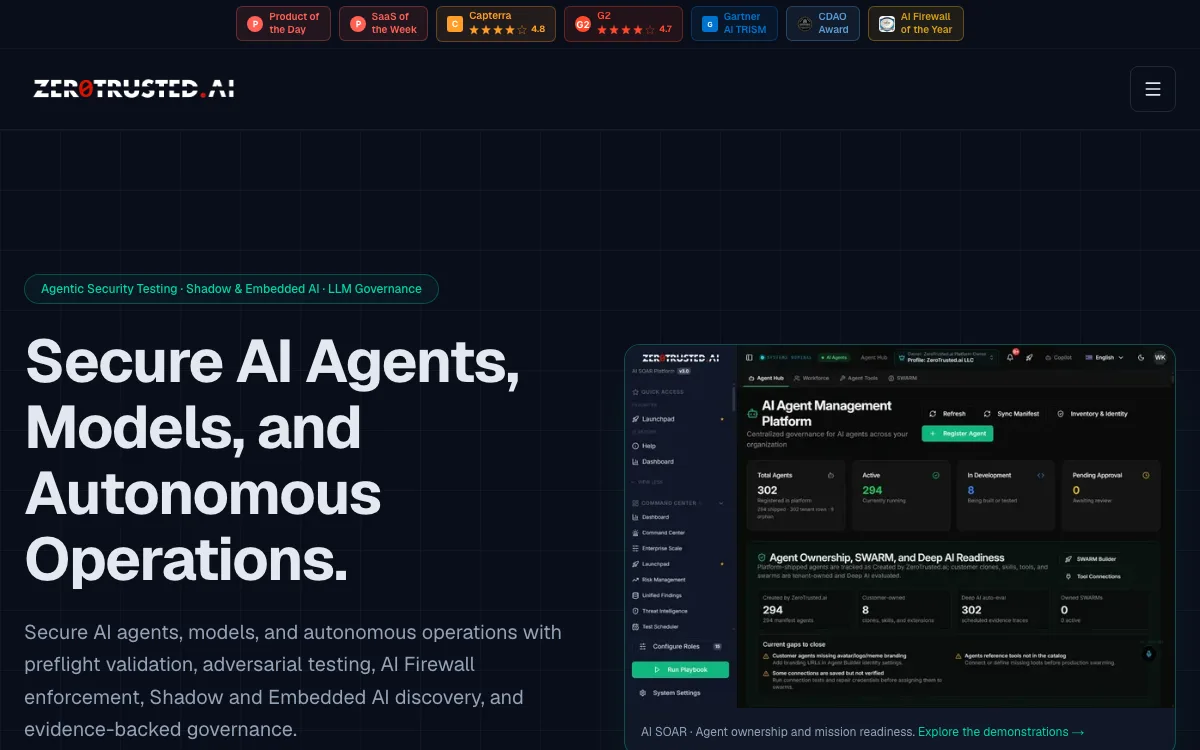 ZeroTrusted.ai homepage screenshot