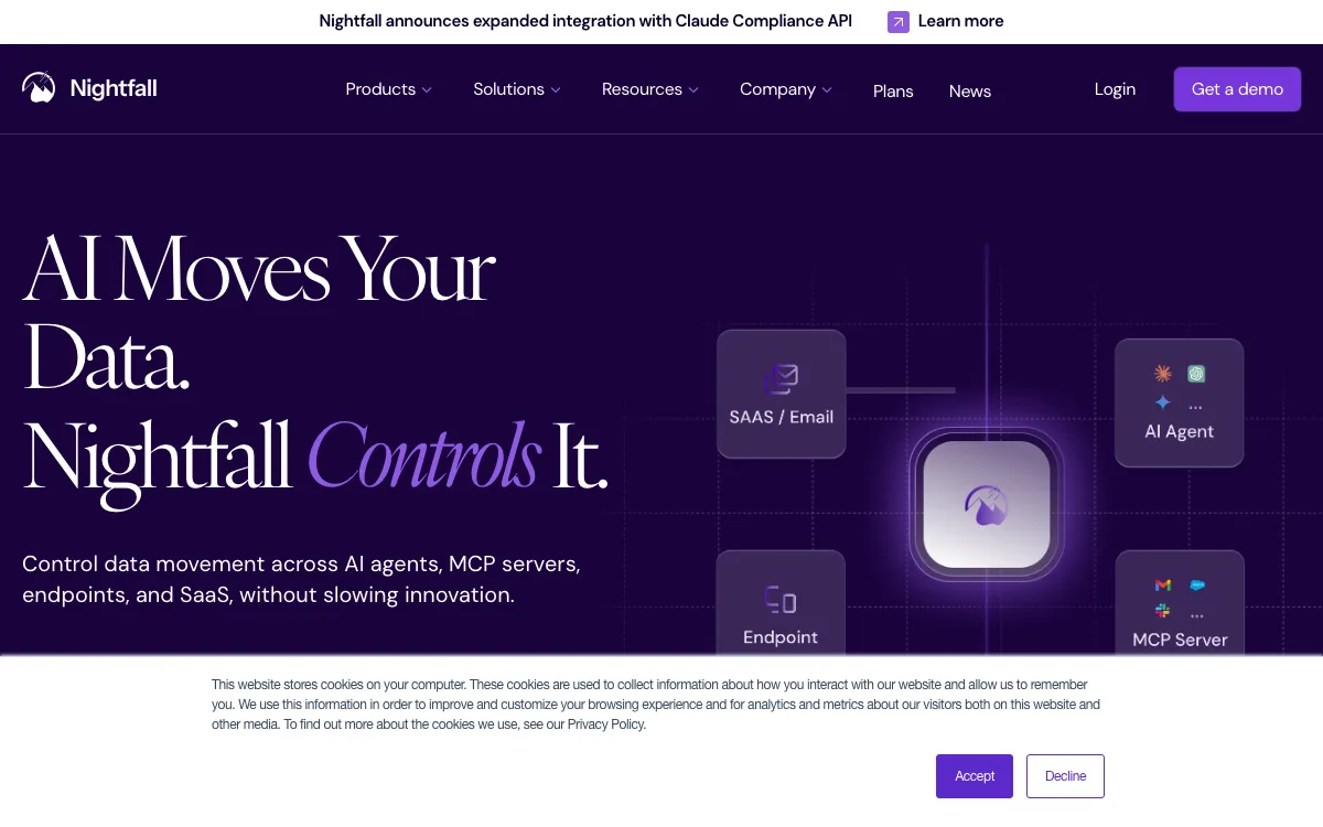 Nightfall AI for Zendesk homepage screenshot