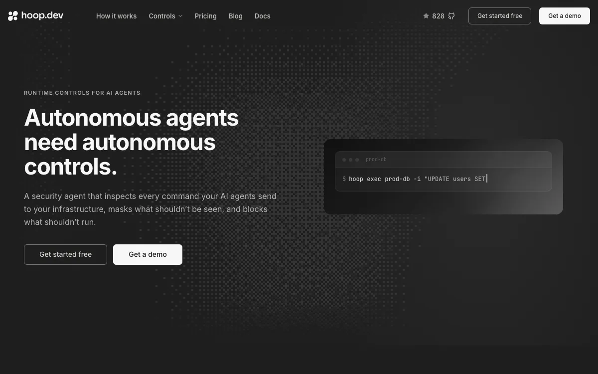 Hoop.dev homepage screenshot