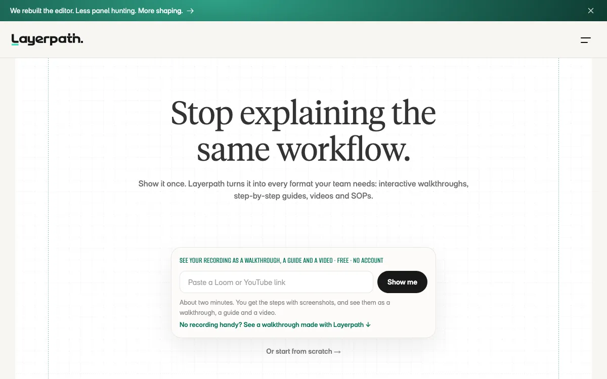 Layerpath homepage screenshot