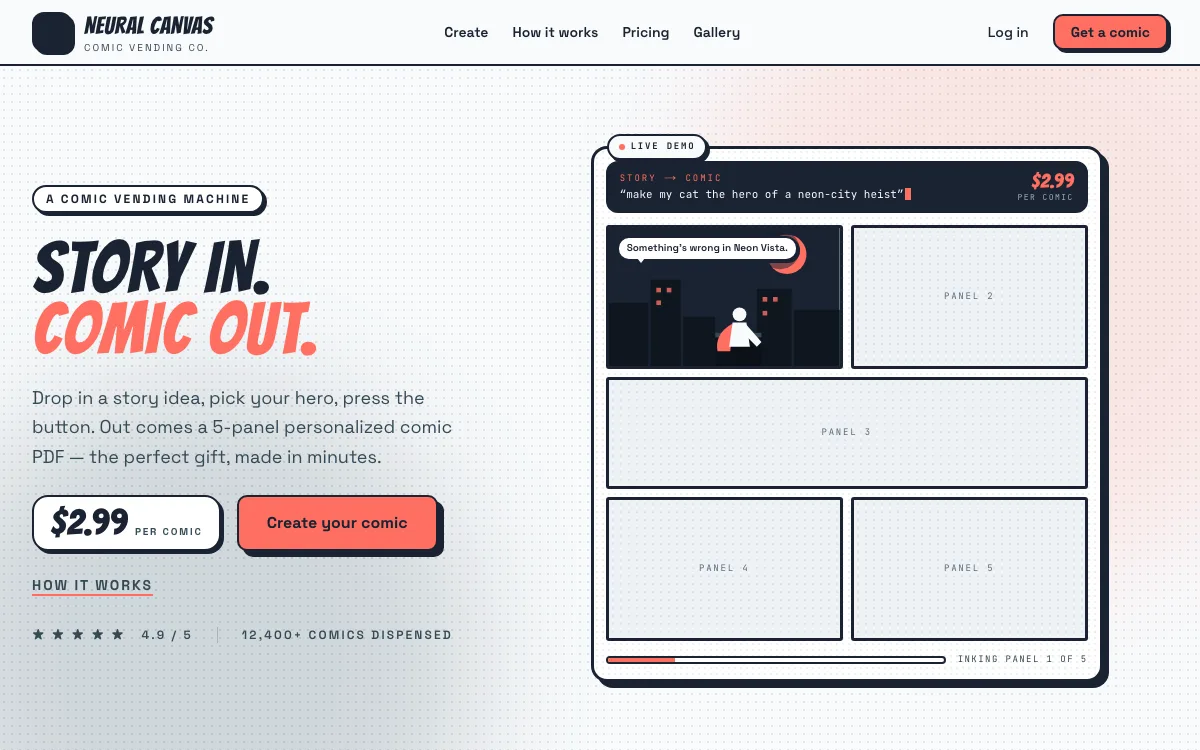 Neuralcanvas homepage screenshot