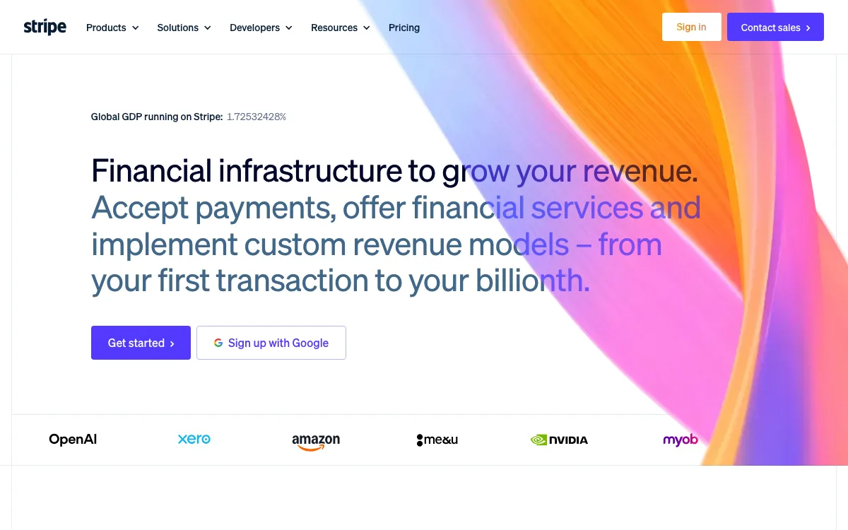 Stripe homepage screenshot