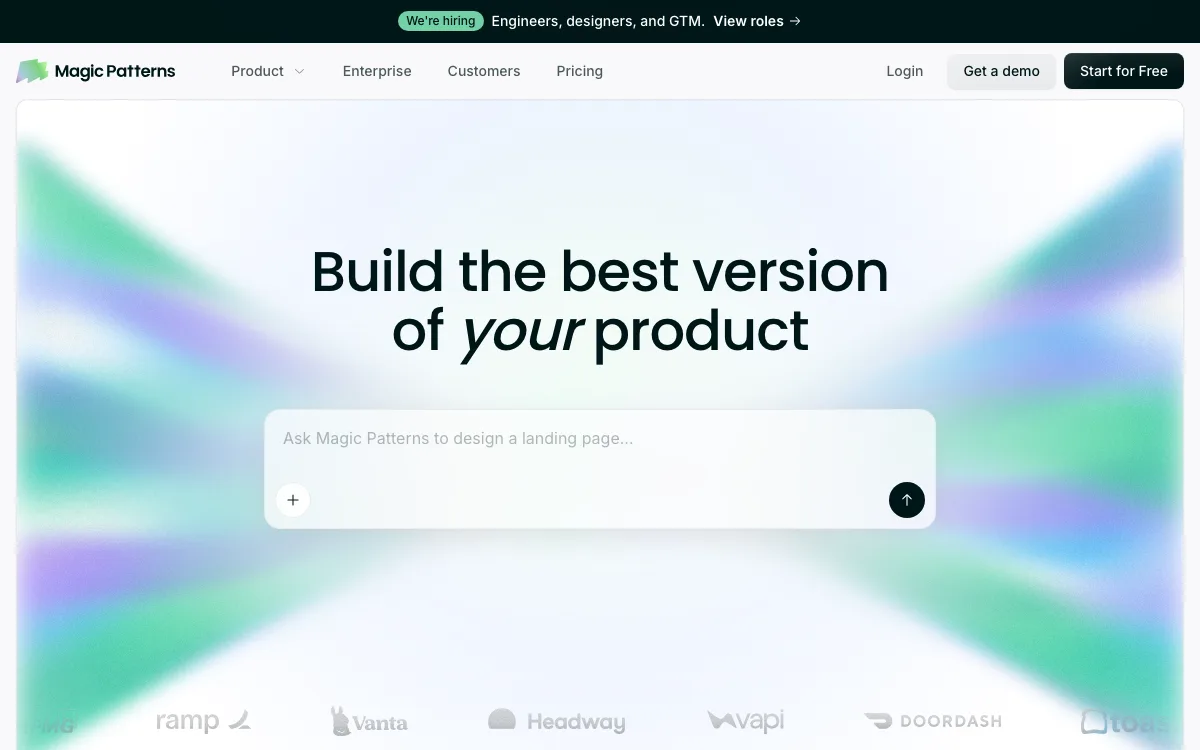 Magic Patterns homepage screenshot