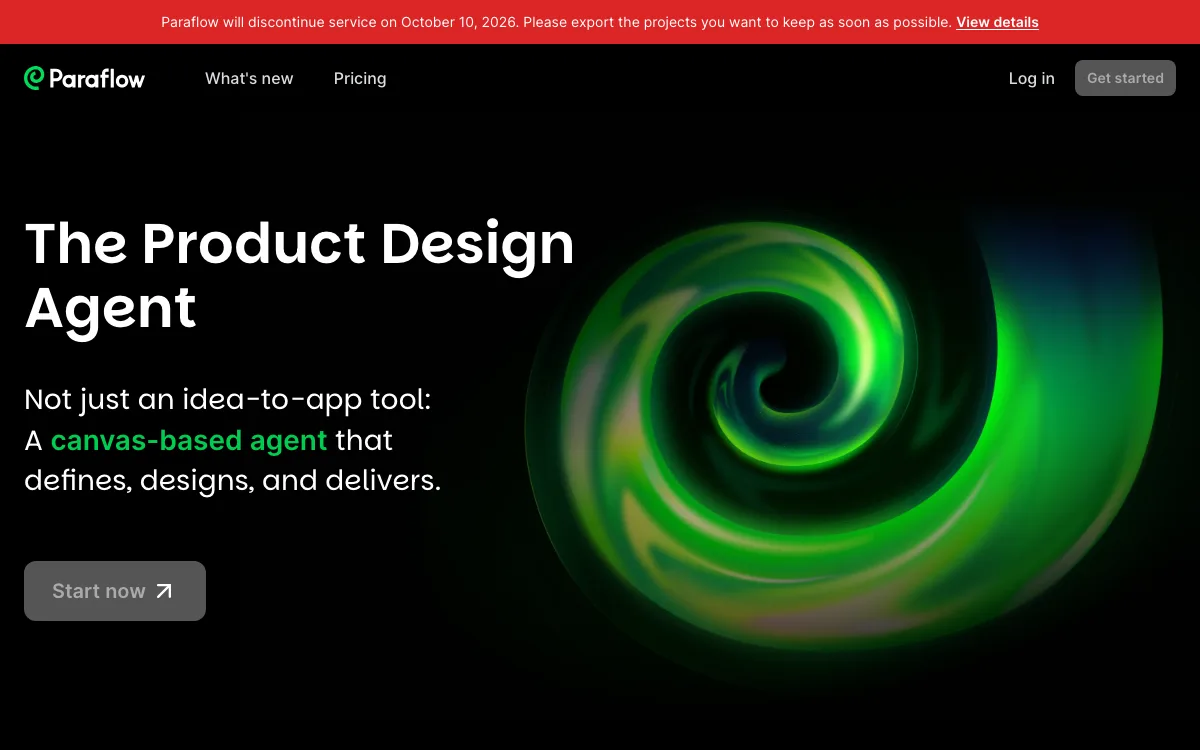 Paraflow homepage screenshot
