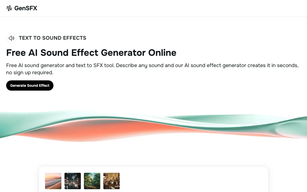 GenSFX homepage screenshot