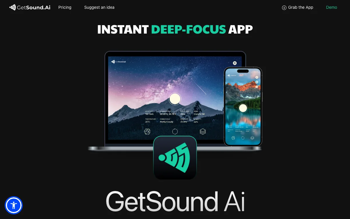 GetSound Ai homepage screenshot