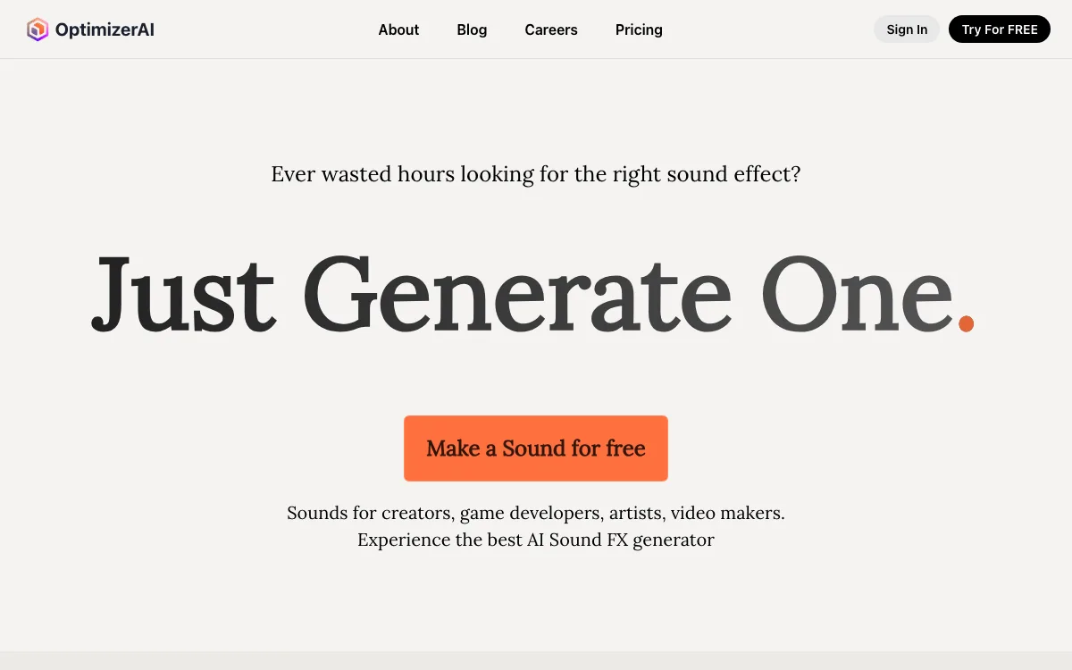 OptimizerAI homepage screenshot