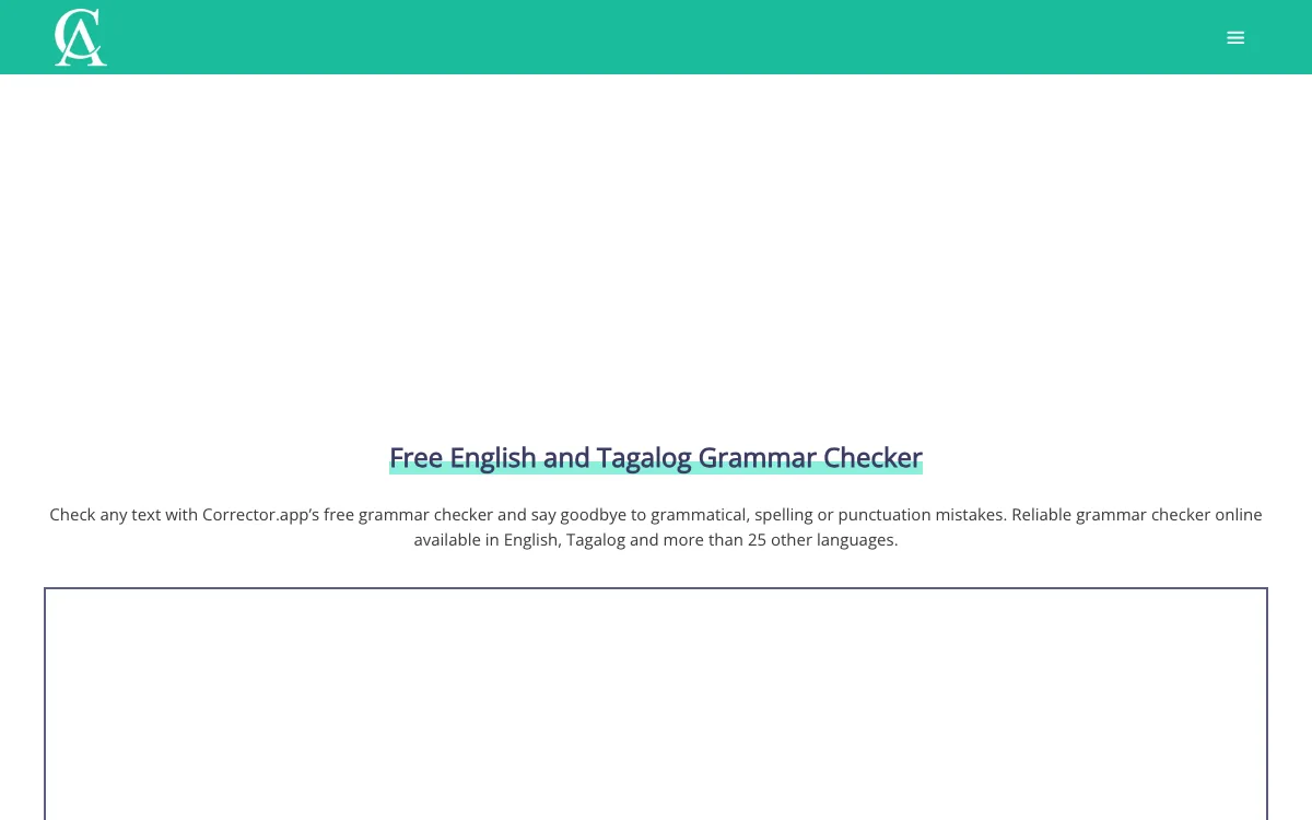 Corrector App homepage screenshot