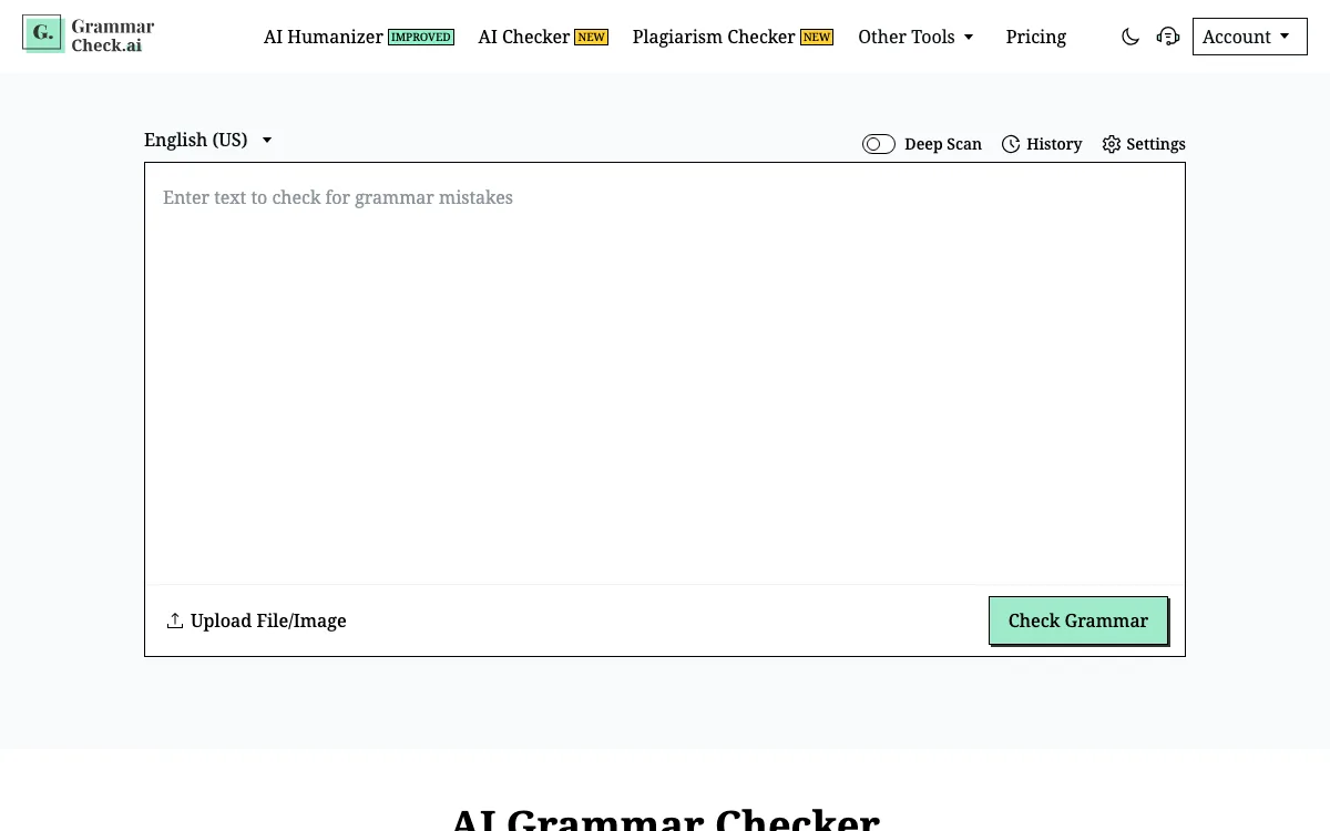 Grammar Check homepage screenshot