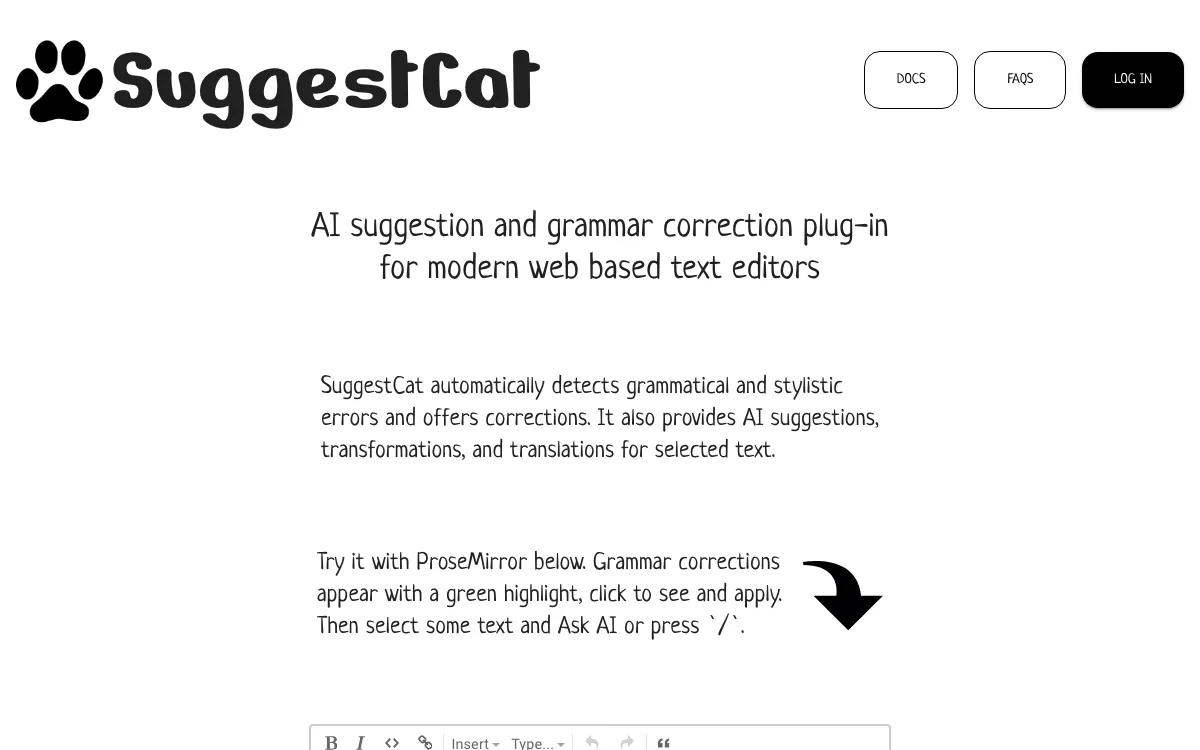 SuggestCat homepage screenshot