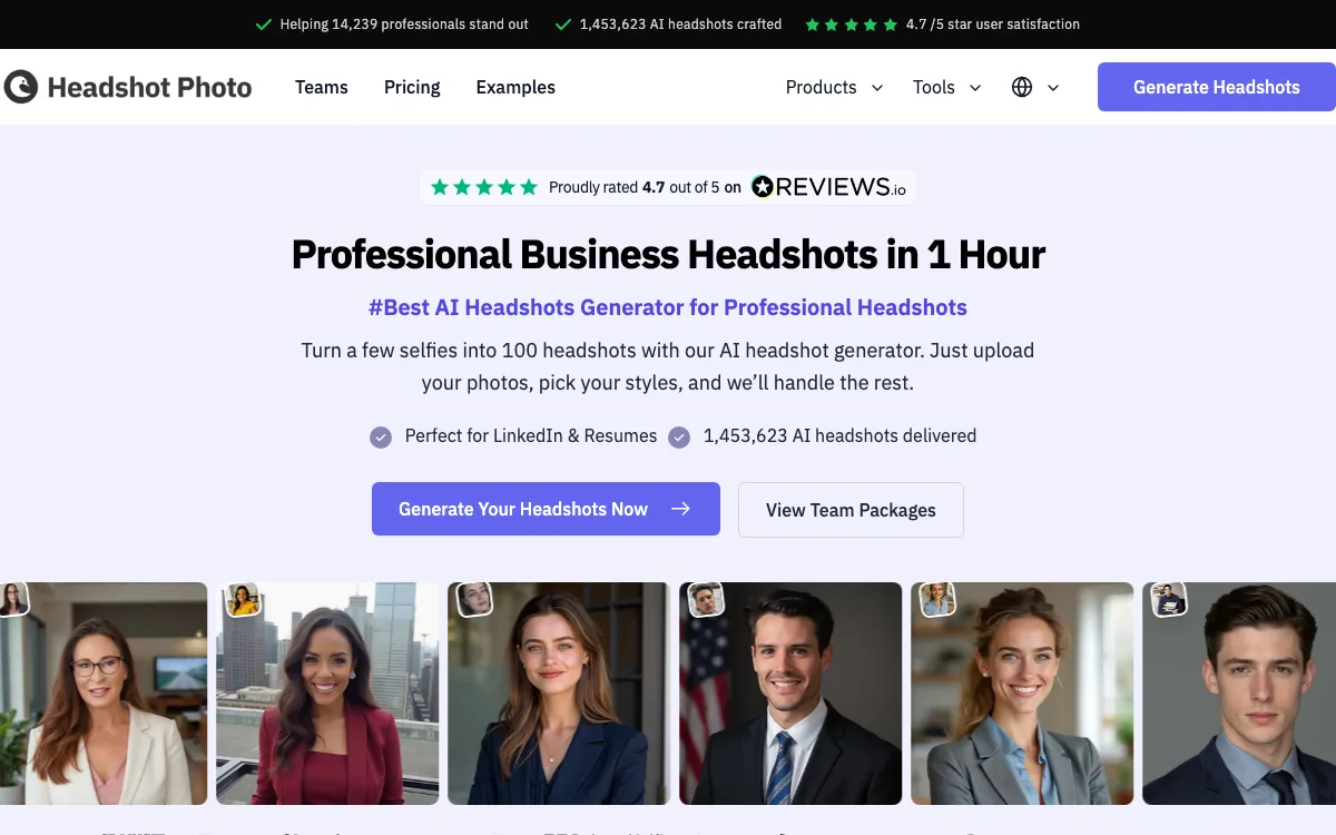 Headshot Photov3 homepage screenshot