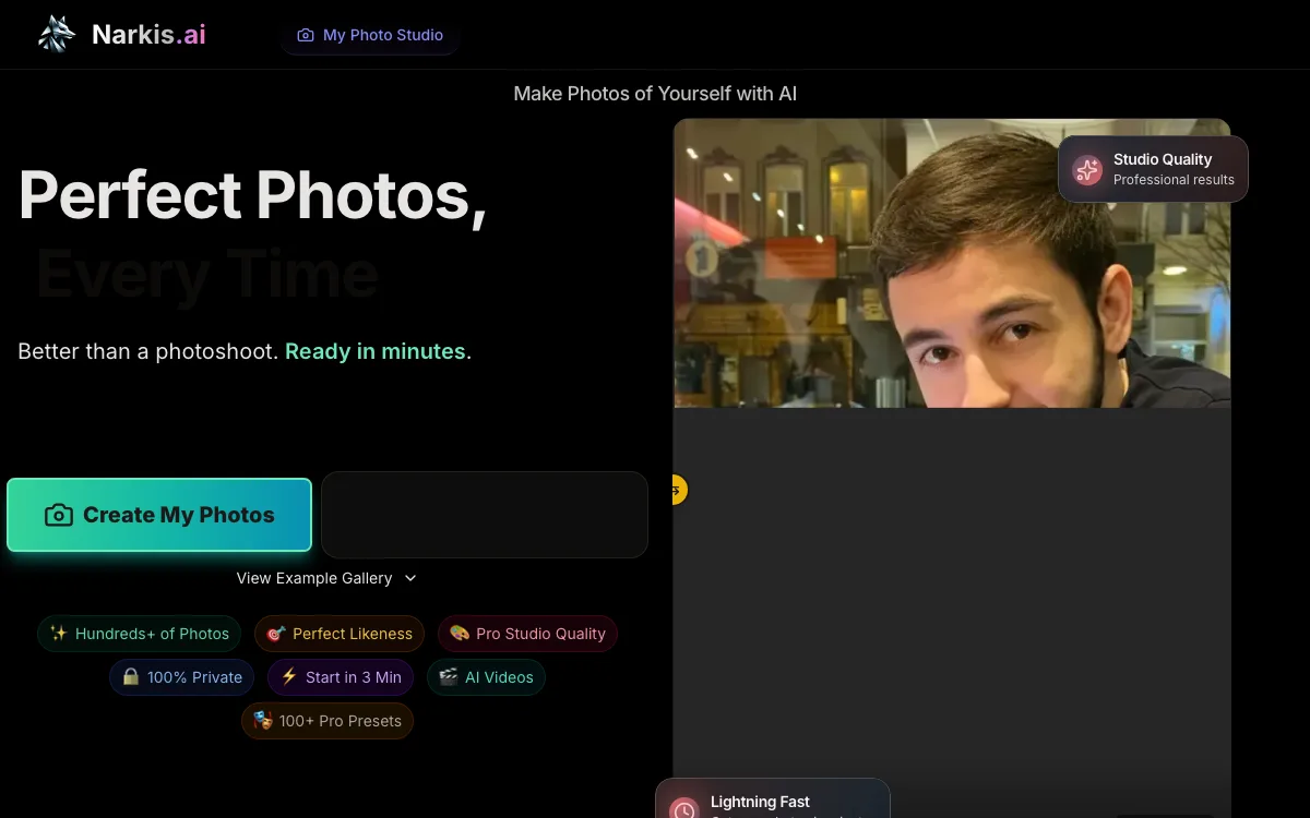 Narkis.ai homepage screenshot