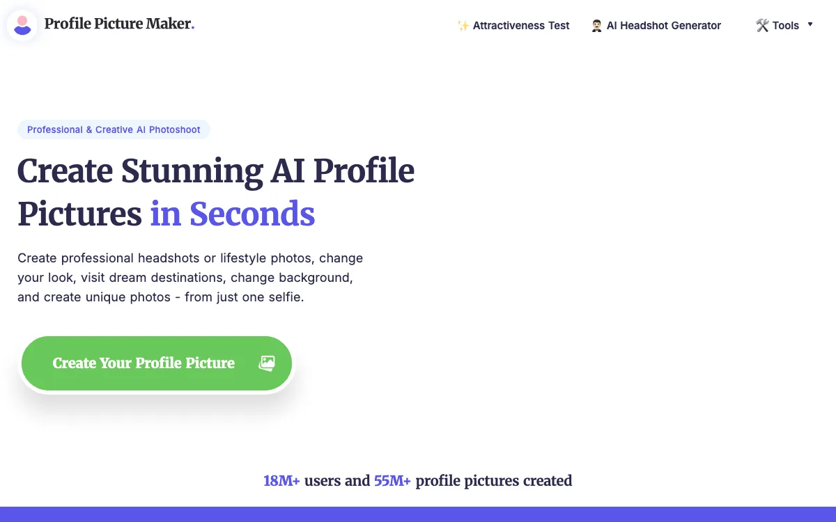 Free Profile Picture Maker homepage screenshot