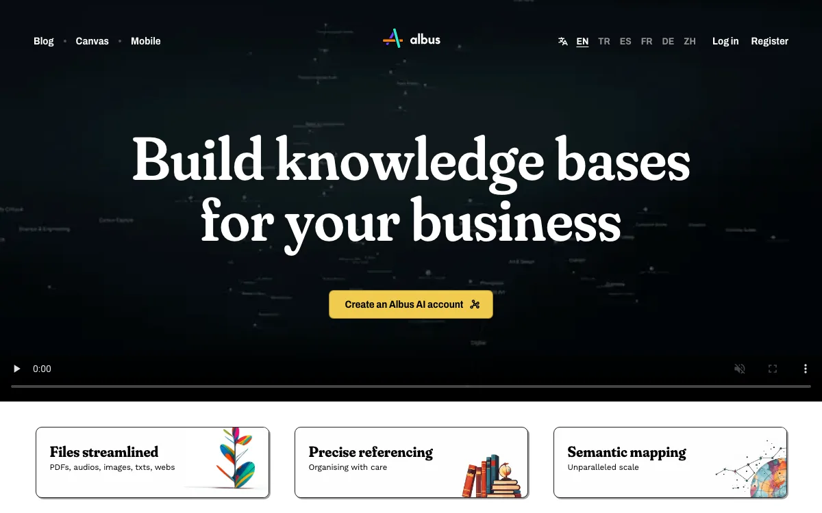 Albus.org homepage screenshot