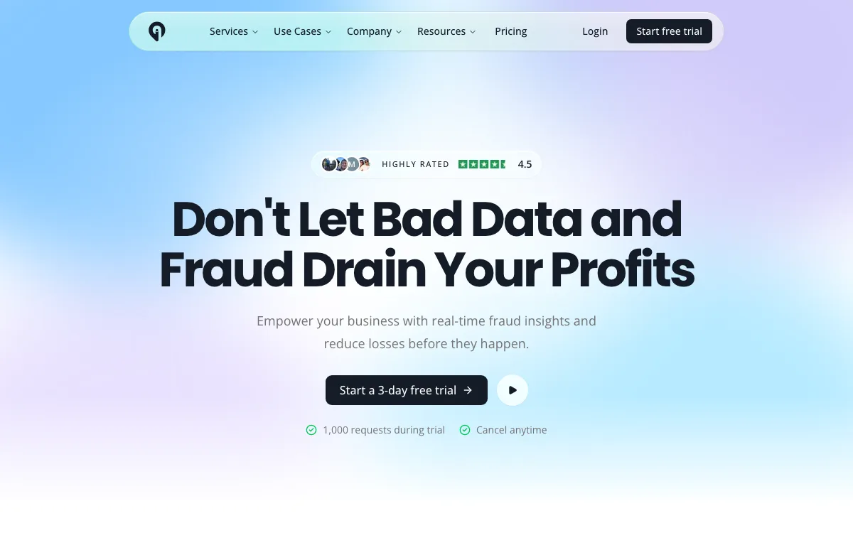 Greip homepage screenshot