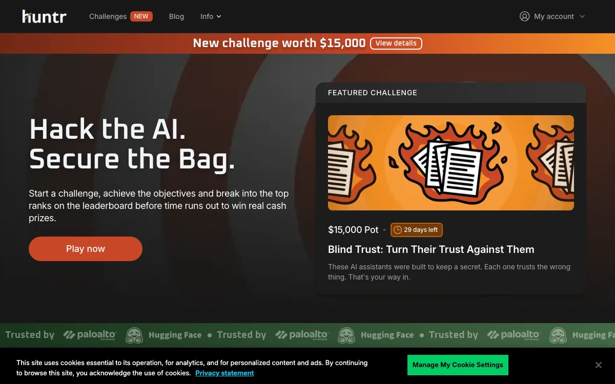 huntr.com homepage screenshot