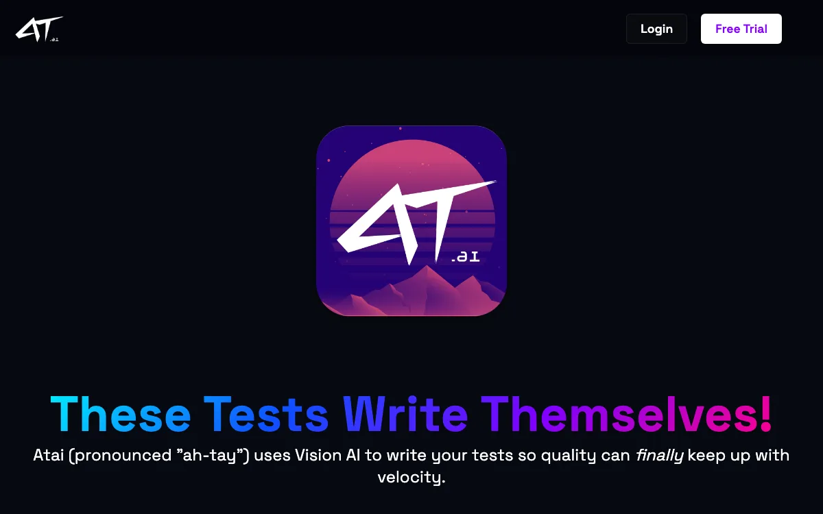 Atai - Automated Testing AI homepage screenshot