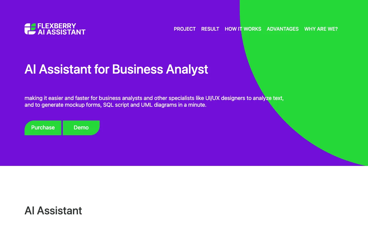 Flexberry AI Assistant homepage screenshot