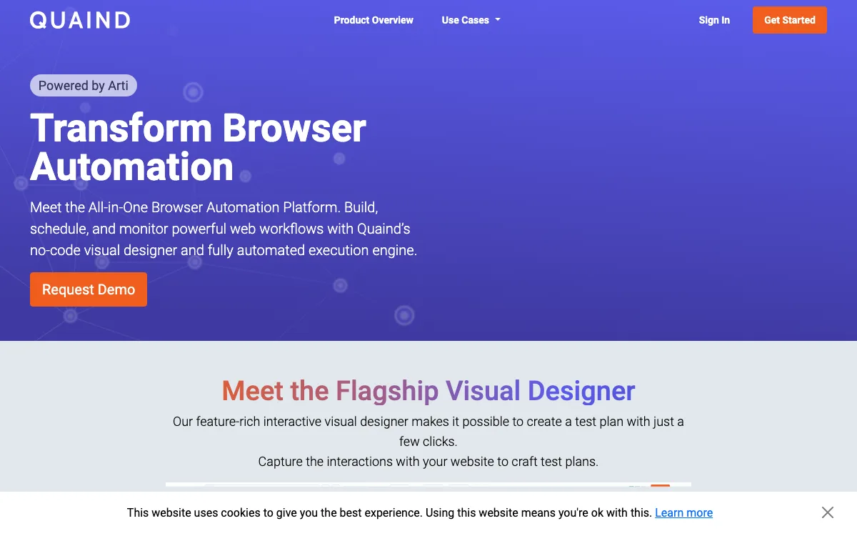 Quaind homepage screenshot