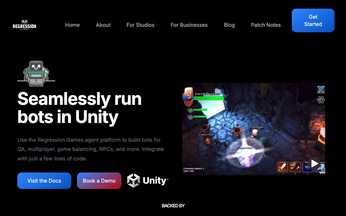 Regression homepage screenshot