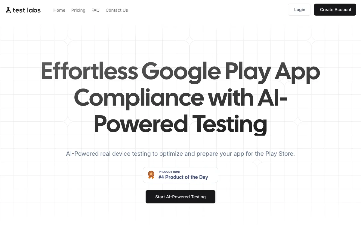 TestLabs homepage screenshot
