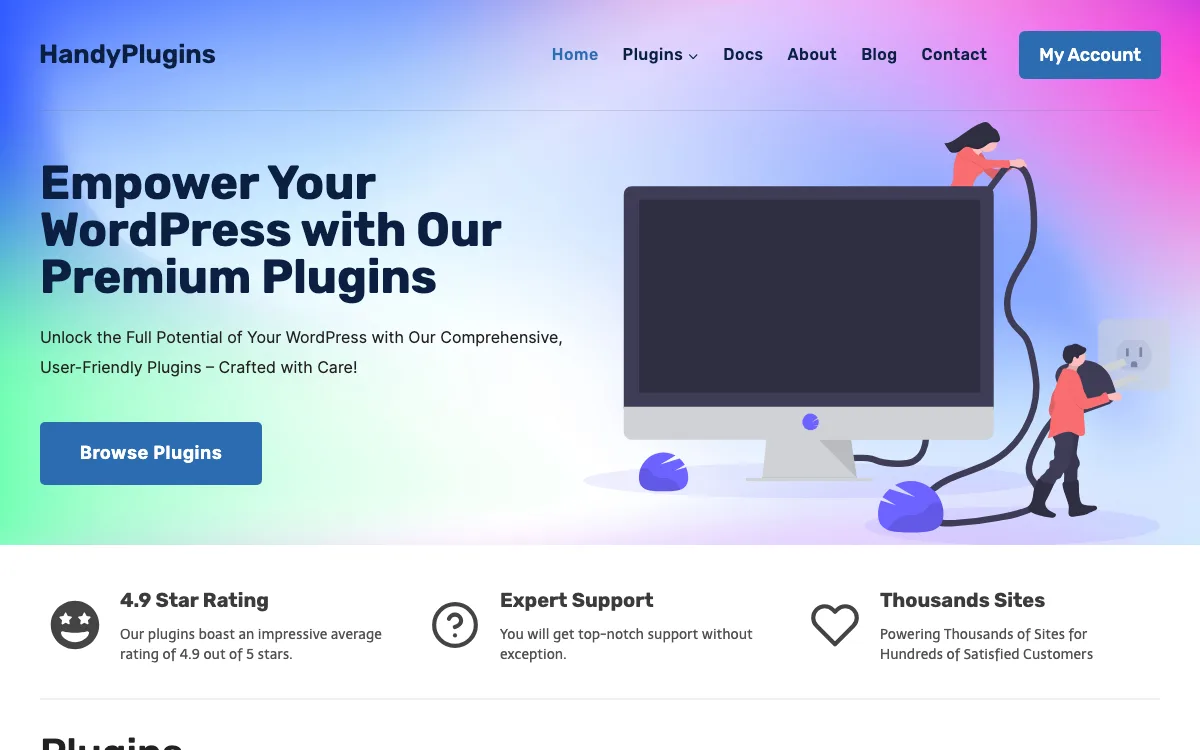 HandyPlugins homepage screenshot