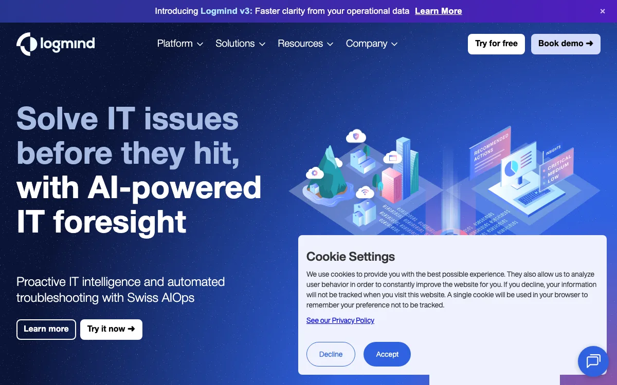 Logmind homepage screenshot