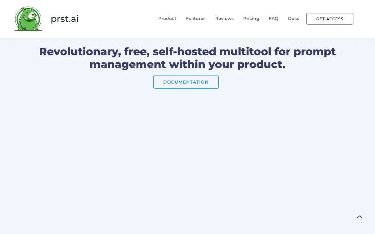 PRST.ai homepage screenshot