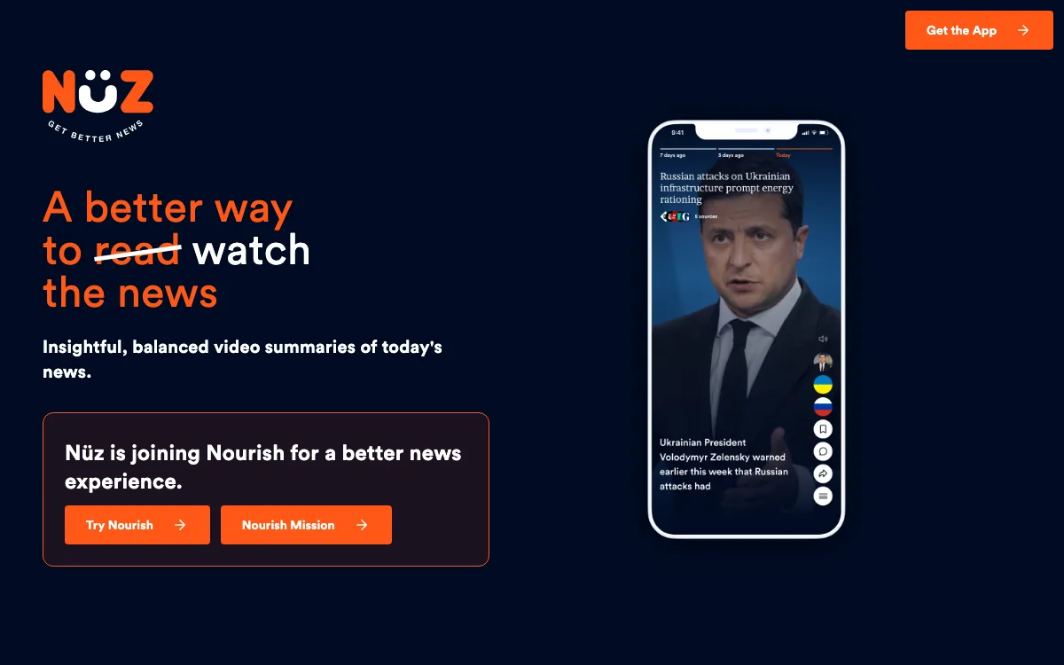 Nuz homepage screenshot