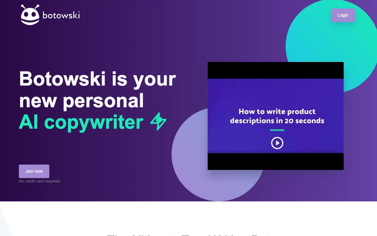 Botowski homepage screenshot