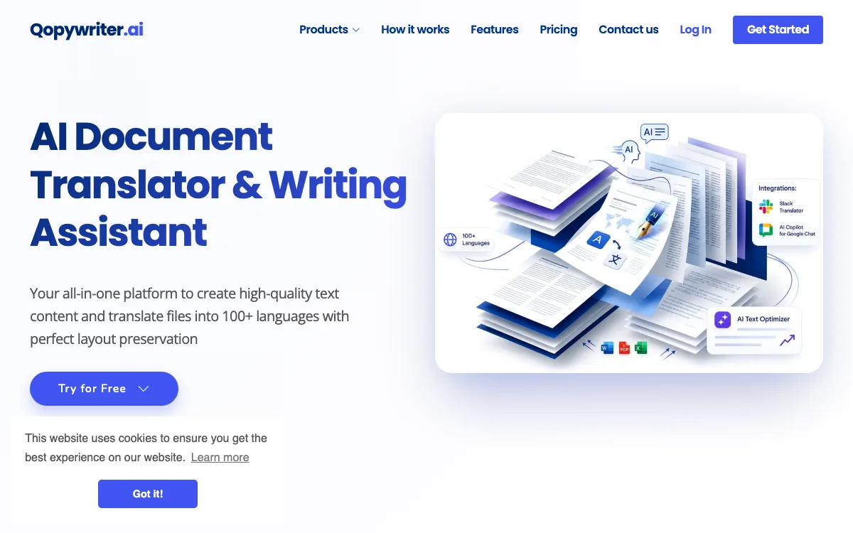 Qopywriter.ai homepage screenshot