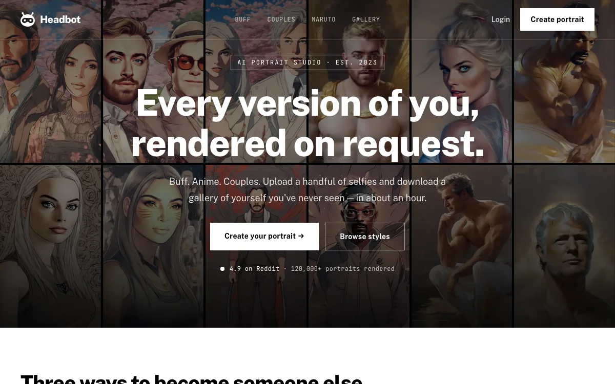 Headbot homepage screenshot