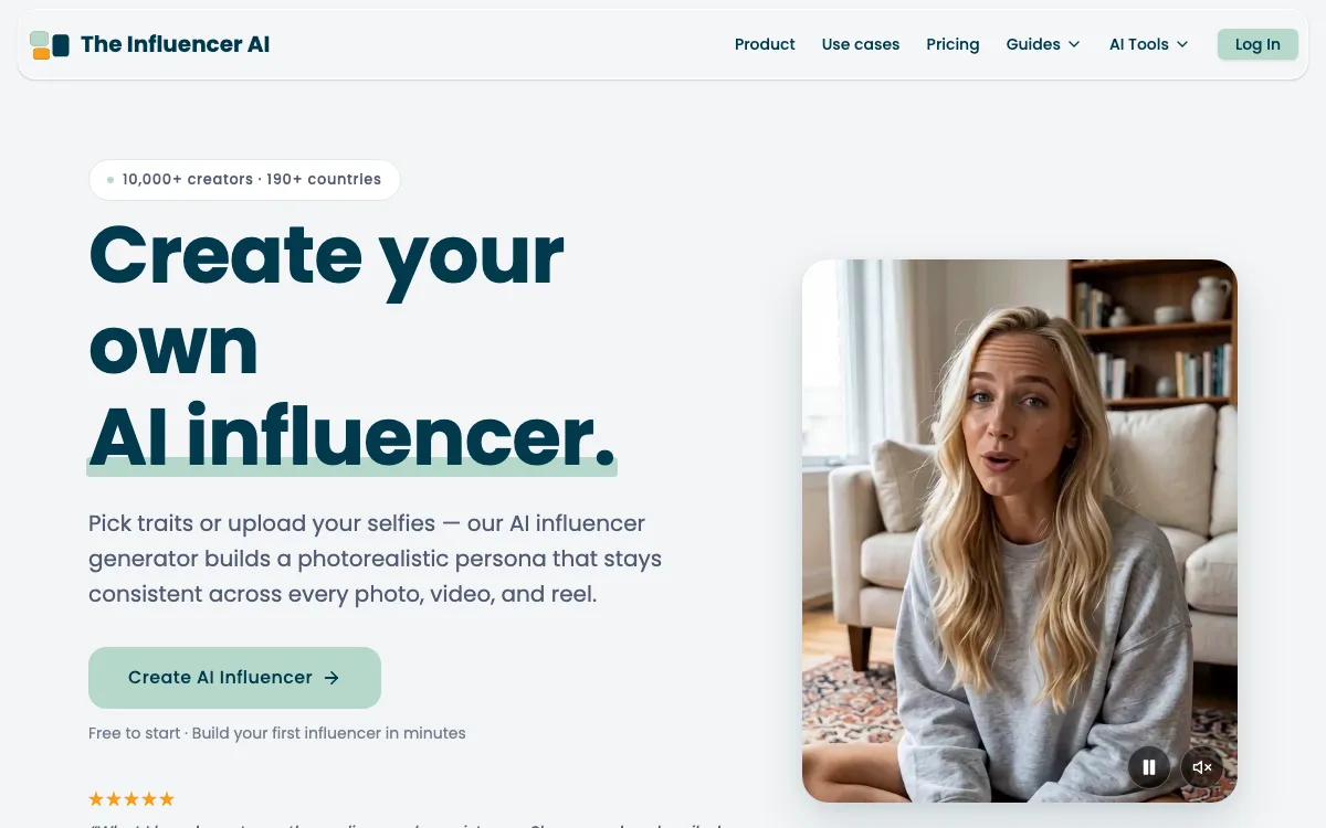The Influencer AIv1.2.0 homepage screenshot