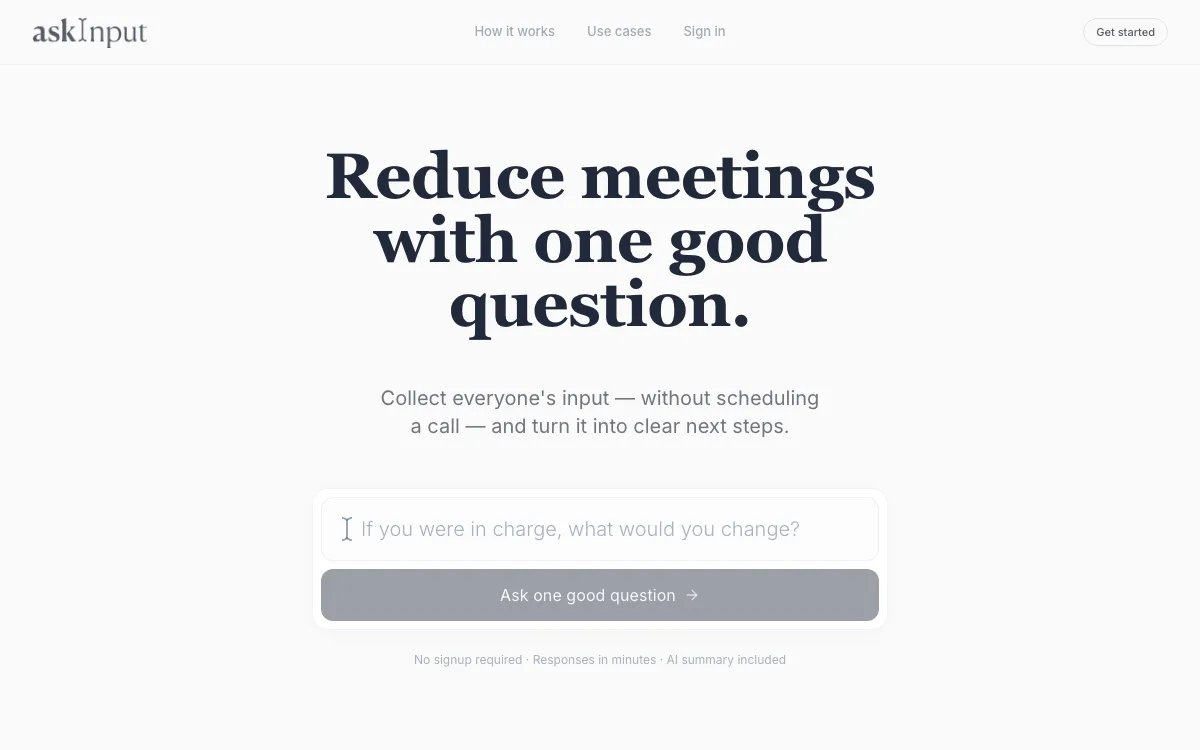 askInput homepage screenshot