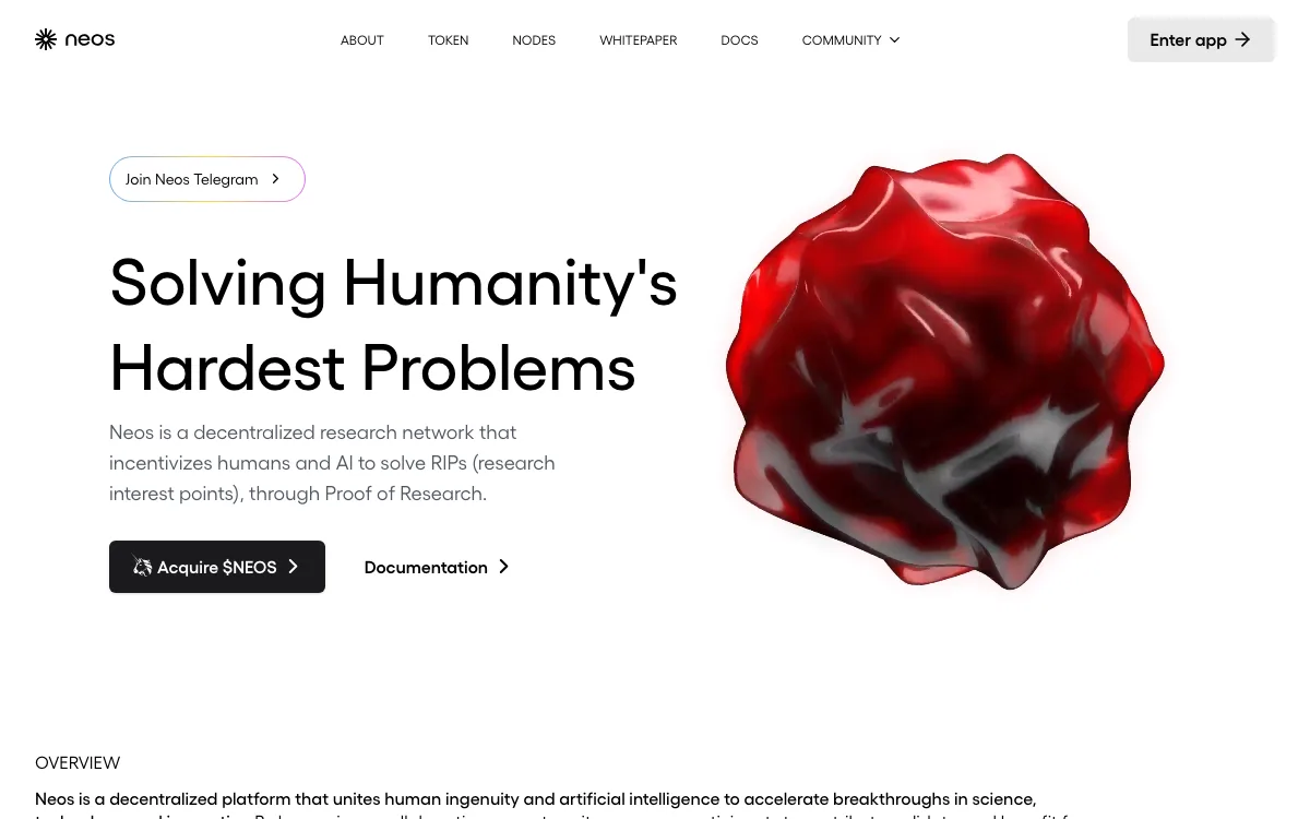 Neos homepage screenshot