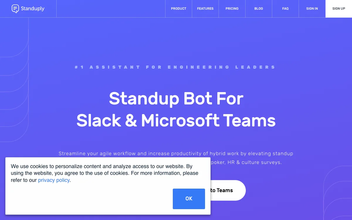 Standuply homepage screenshot