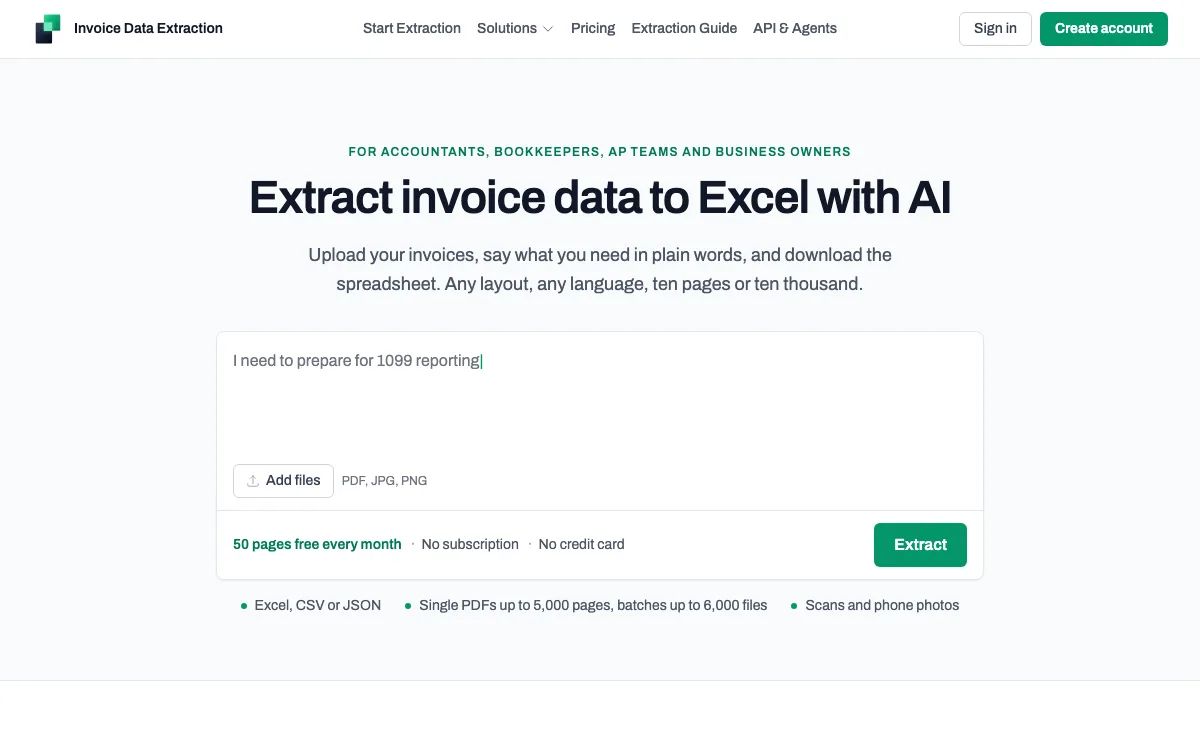 InvoiceDataExtraction homepage screenshot