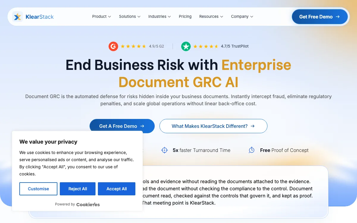 KlearStack homepage screenshot