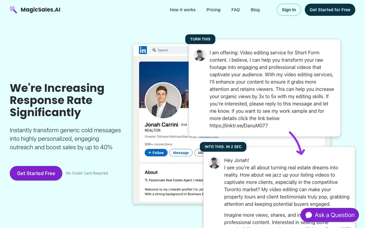 MagicSales.ai homepage screenshot