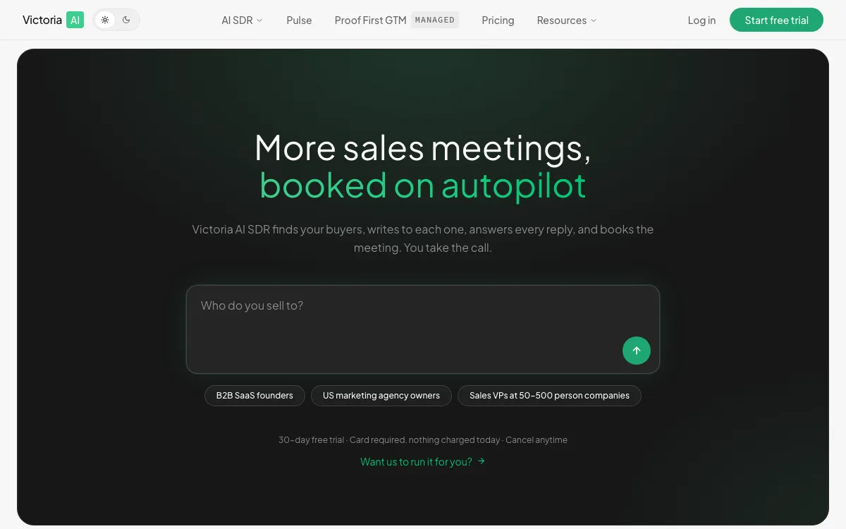 Victoria AI homepage screenshot