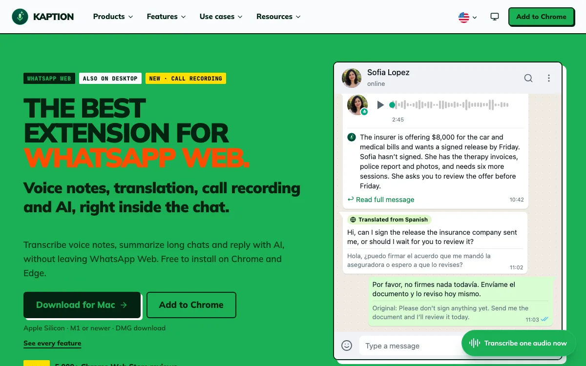 KaptionAI homepage screenshot