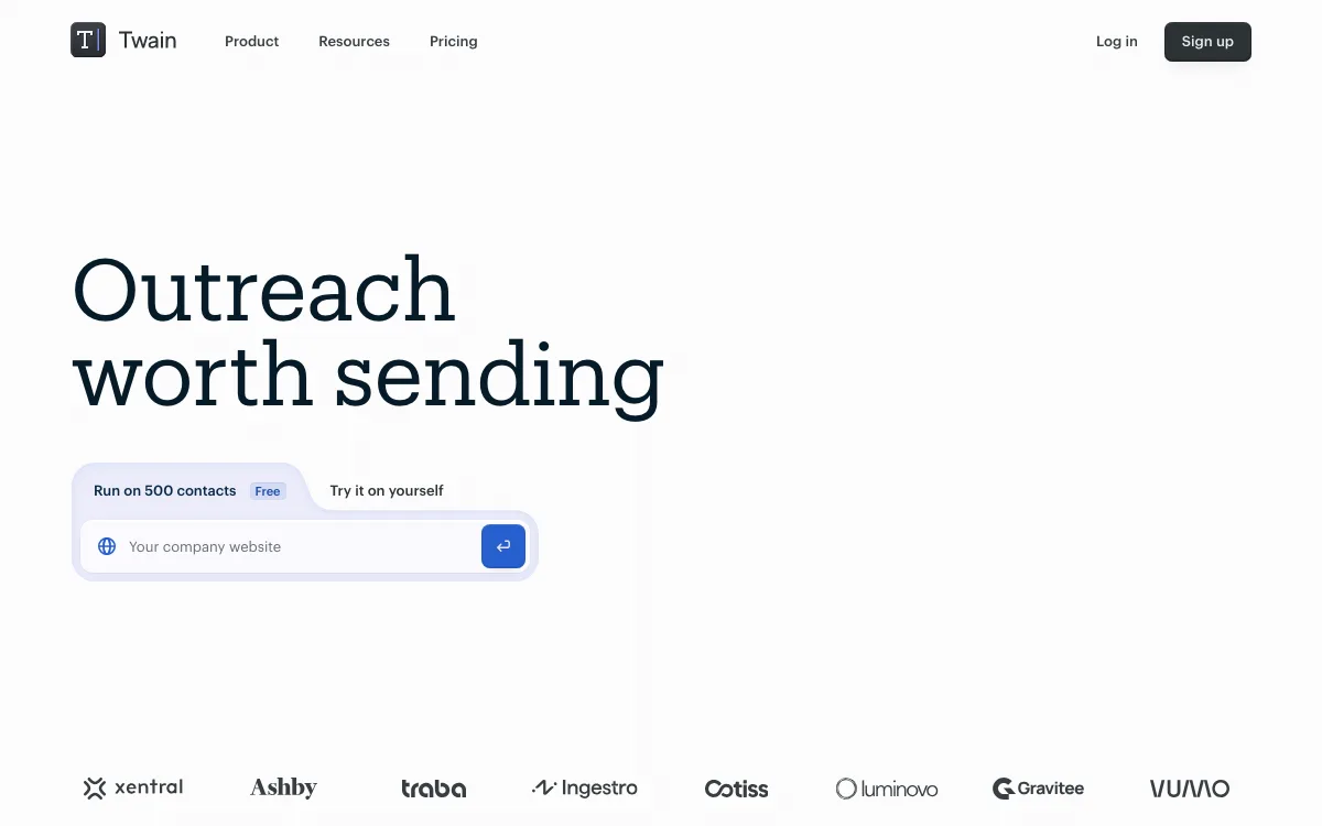 Usetwain homepage screenshot