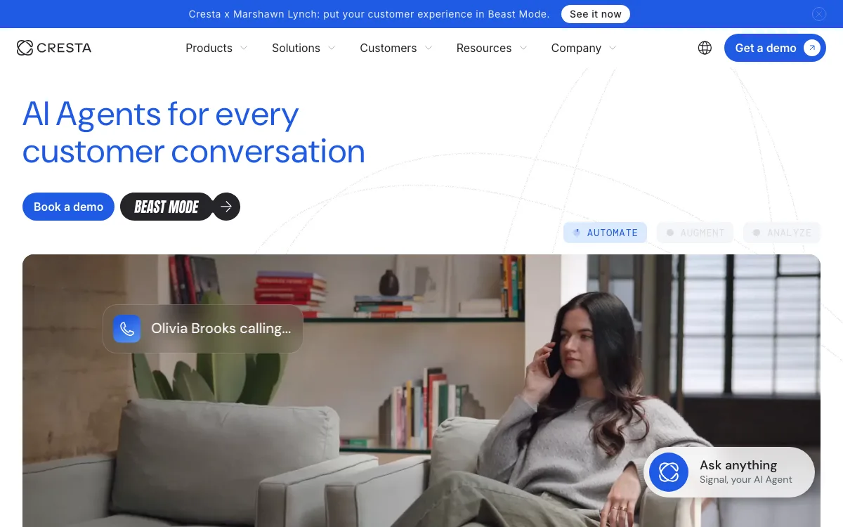 Cresta homepage screenshot
