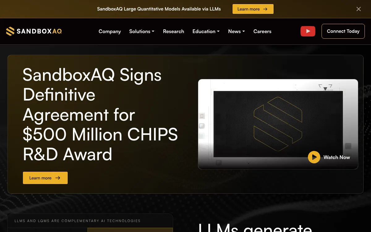 SandboxAQ homepage screenshot