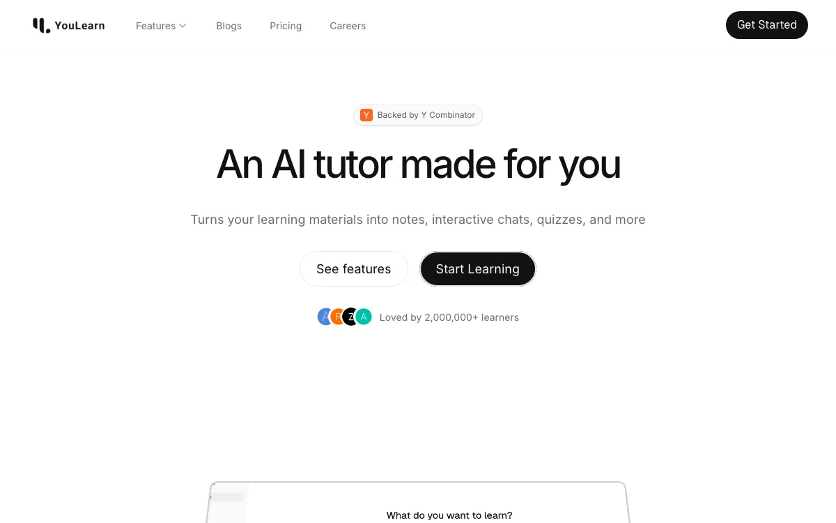 YouLearn homepage screenshot